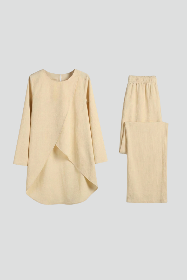 Delia | Women’s Matching Set – Shirt & Straight Trousers Long Sleeve Two Piece Outfit