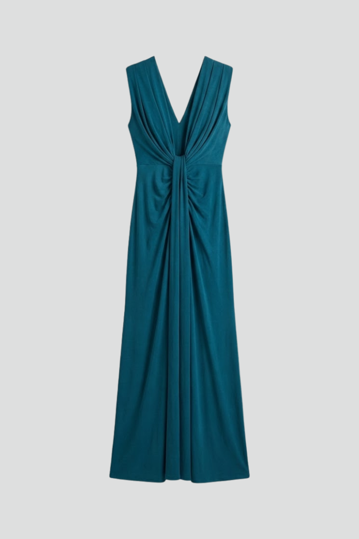 Delilah | Women's Formal Maxi Dress – Sleeveless V Neck Floor Length Pleated