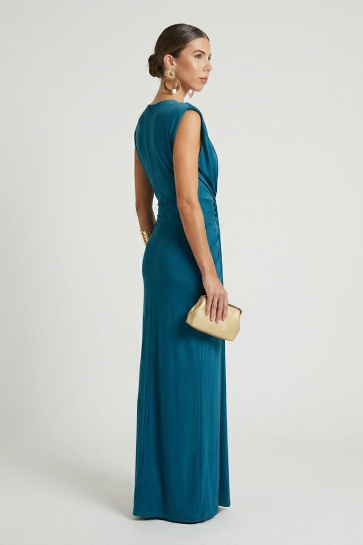 Delilah | Women's Formal Maxi Dress – Sleeveless V Neck Floor Length Pleated