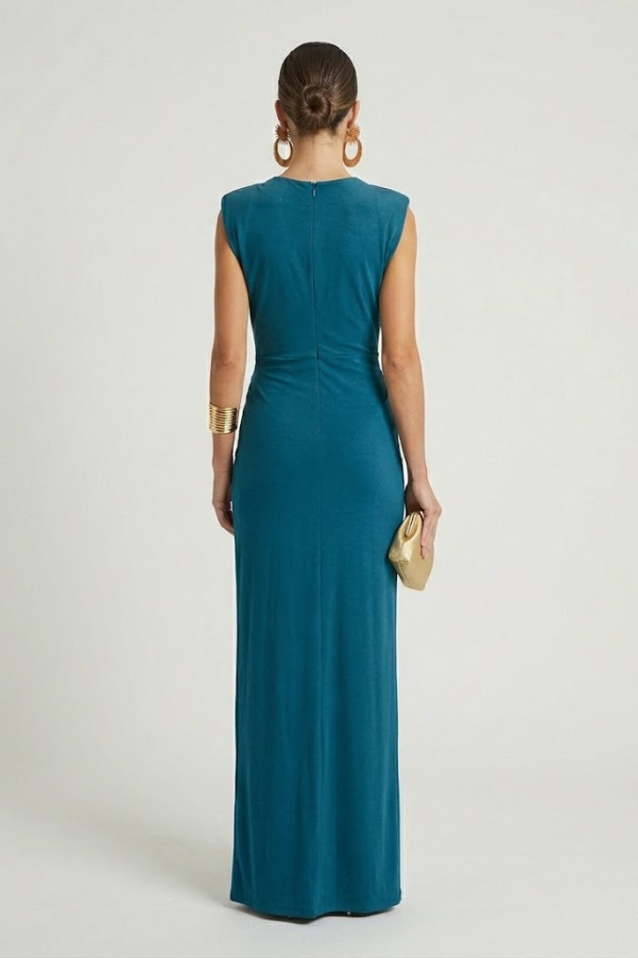 Delilah | Women's Formal Maxi Dress – Sleeveless V Neck Floor Length Pleated