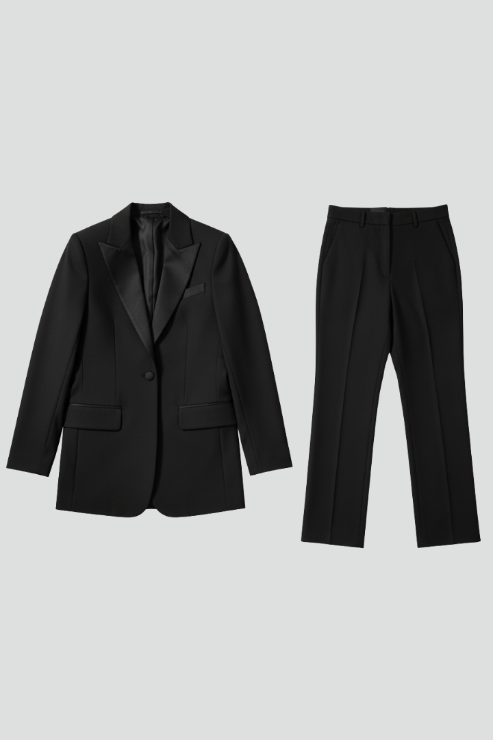 Women’s 3-Piece Suit Set – Tailored Blazer, Button Waistcoat & Straight-Leg Trousers