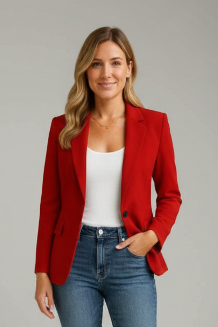 Delysse | Women’s Tailored Blazer – Single Button Notched Lapel Office Jacket
