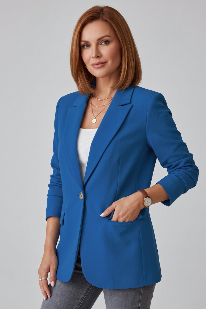 Delysse | Women’s Tailored Blazer – Single Button Notched Lapel Office Jacket