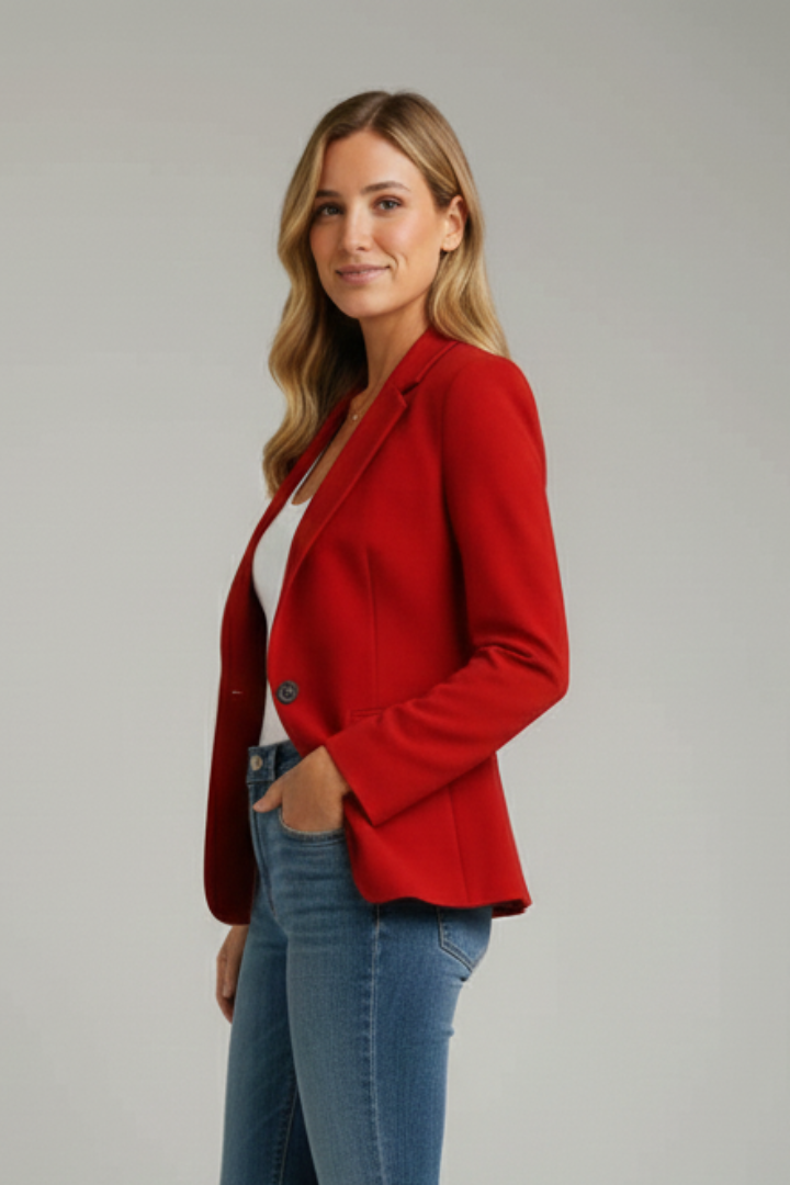Delysse | Women’s Tailored Blazer – Single Button Notched Lapel Office Jacket
