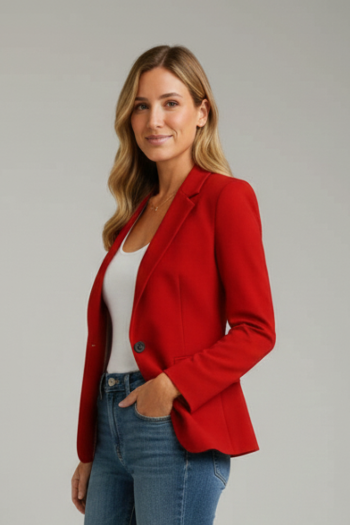 Delysse | Women’s Tailored Blazer – Single Button Notched Lapel Office Jacket