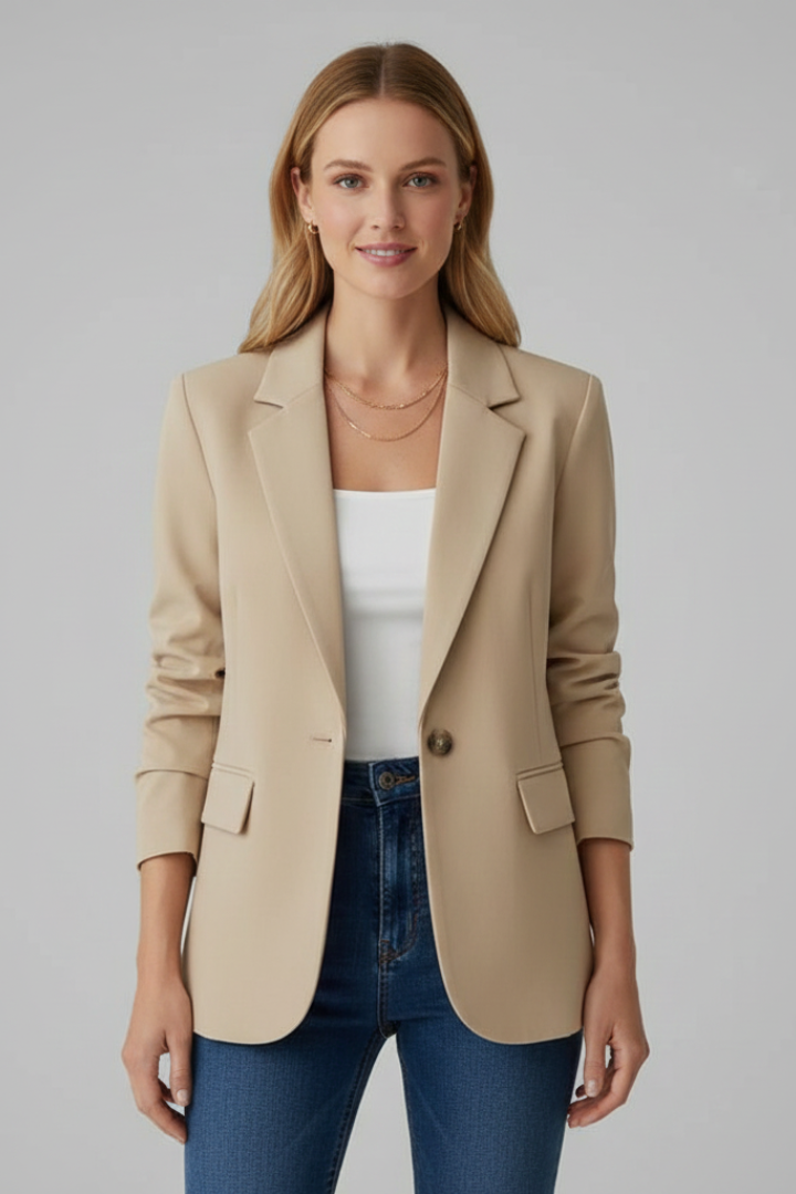 Delysse | Women’s Tailored Blazer – Single Button Notched Lapel Office Jacket