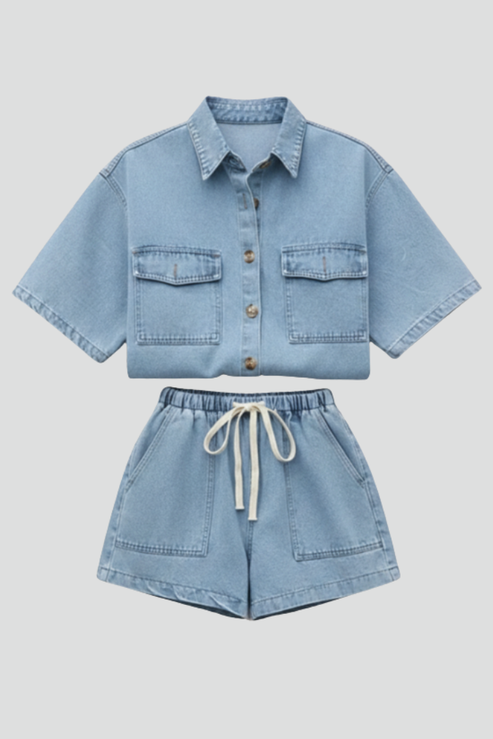 Desiree | Women’s Denim Set – 2-Piece Outfit, Casual Summer Co-ord