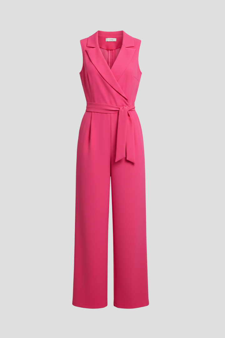Dove | Women's Long Jumpsuit – V Neck Sleeveless Wide Leg One Piece