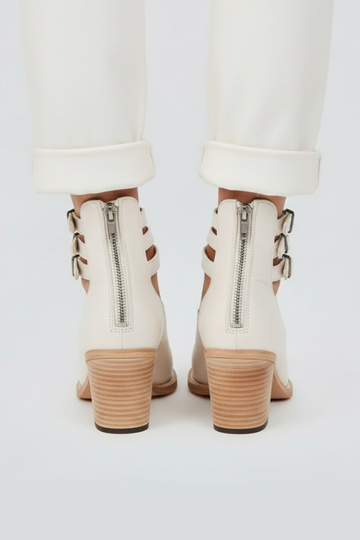 Eira | Women Block Heel Shoes – Closed Round Toe Ankle Strap Pumps, Multi Strap Buckle Heels