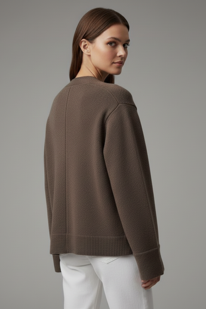 Eirlys | Women’s V-Neck Cardigan – Button Front, Patch Pockets