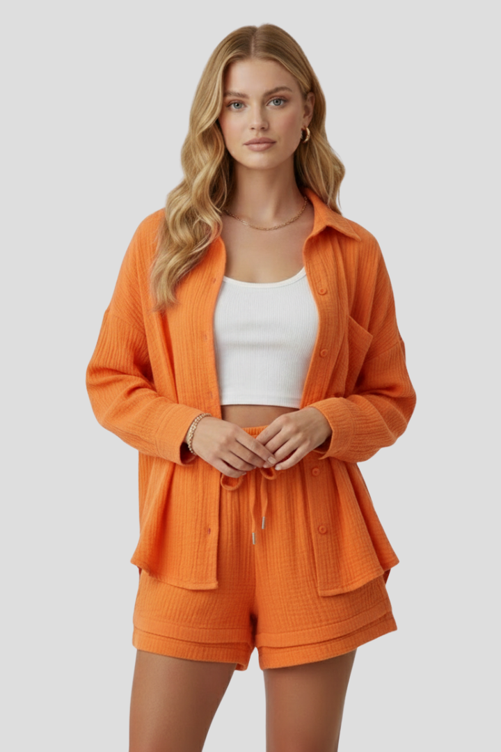 Elaina | Women’s Two-Piece Set – Relaxed Fit Lounge Set, Summer Co-Ord Outfit