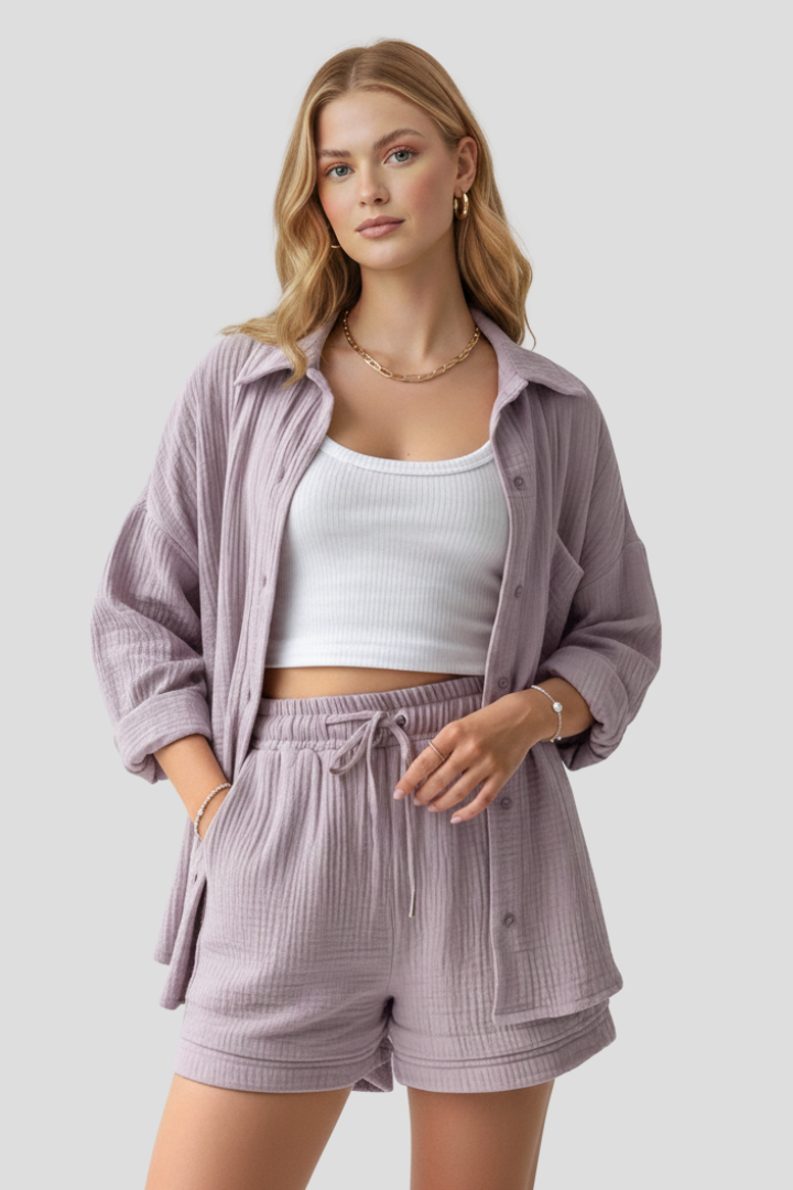 Elaina | Women’s Two-Piece Set – Relaxed Fit Lounge Set, Summer Co-Ord Outfit