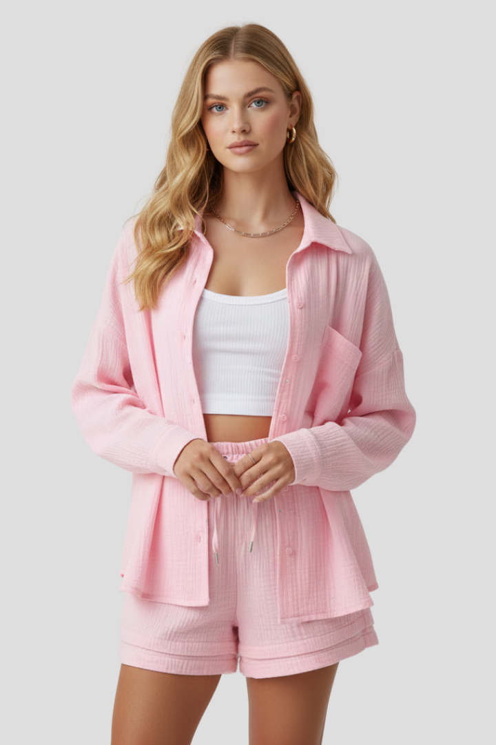 Elaina | Women’s Two-Piece Set – Relaxed Fit Lounge Set, Summer Co-Ord Outfit