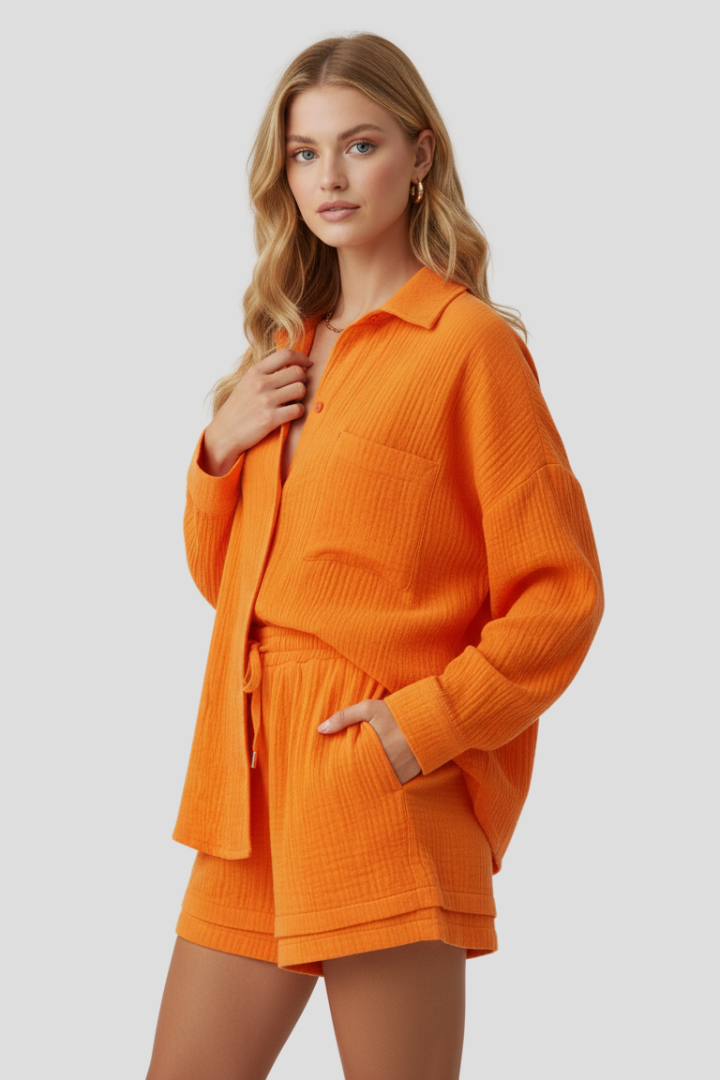 Elaina | Women’s Two-Piece Set – Relaxed Fit Lounge Set, Summer Co-Ord Outfit