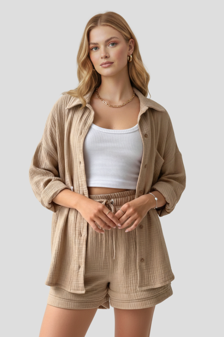 Elaina | Women’s Two-Piece Set – Relaxed Fit Lounge Set, Summer Co-Ord Outfit
