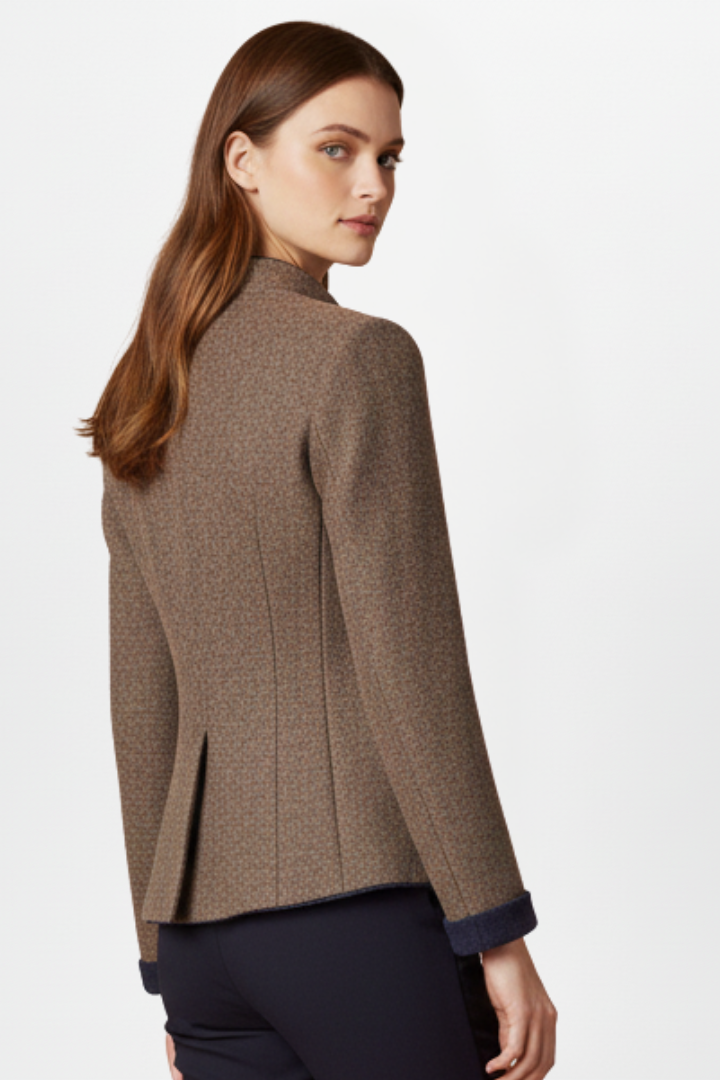 Elaraine | Women’s Patterned Jacket with Stand Collar, Front Buttons