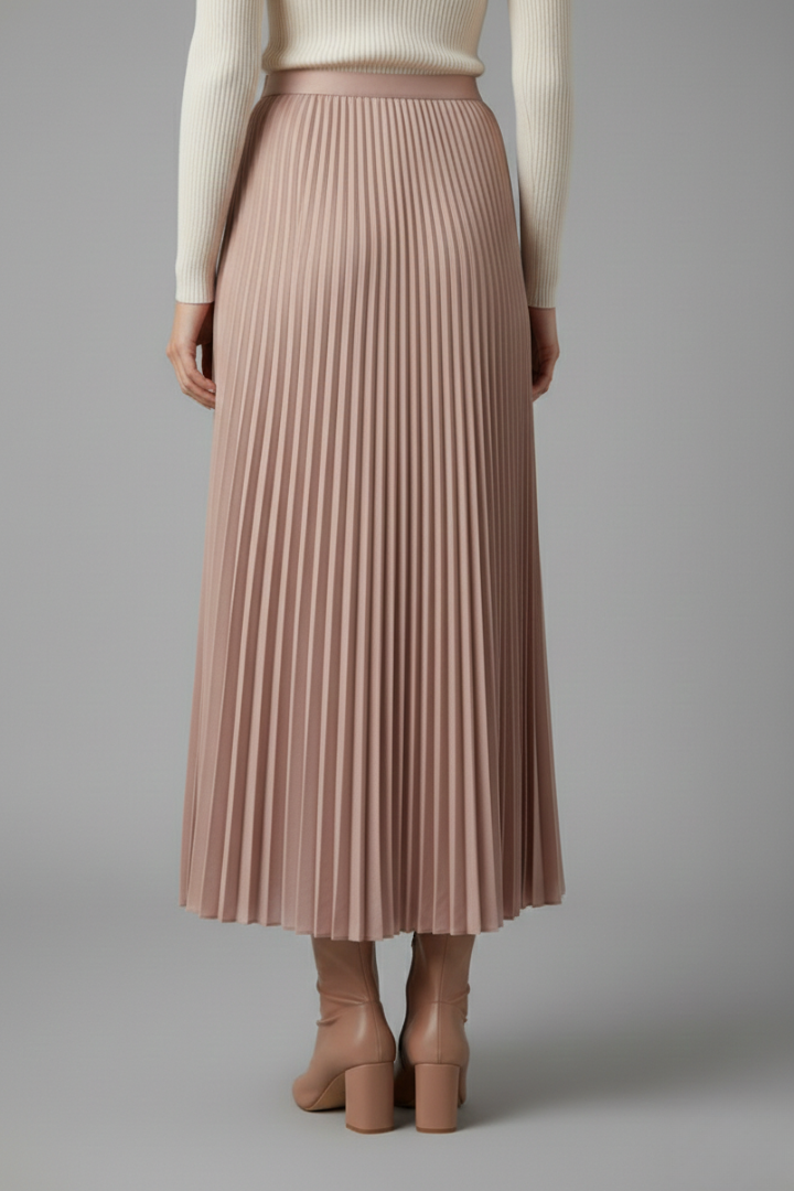 Elaria | Women’s Pleated Maxi Skirt – High-Waist Elastic Waistband