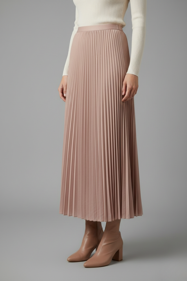 Elaria | Women’s Pleated Maxi Skirt – High-Waist Elastic Waistband