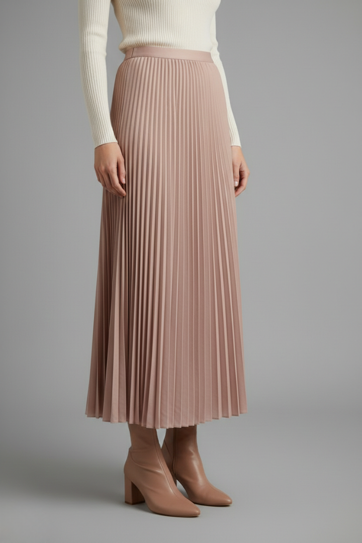 Elaria | Women’s Pleated Maxi Skirt – High-Waist Elastic Waistband