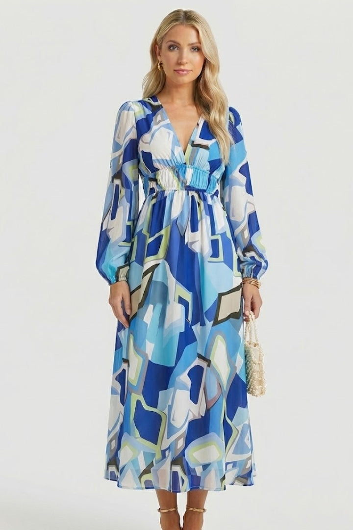 Elaris | Women’s Long Sleeve Floral Maxi Dress – V Neck Flowing Party Dress