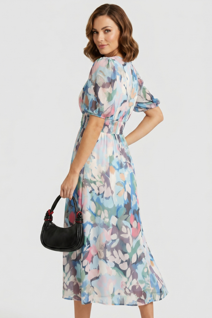 Elaris | Women’s Long Sleeve Floral Maxi Dress – V Neck Flowing Party Dress