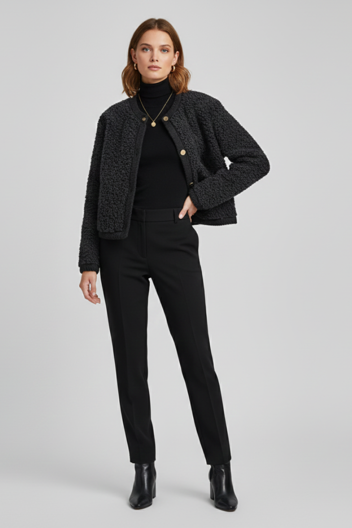 Elarissa | Women’s Teddy Fleece Jacket – Button Front, Classic Collar