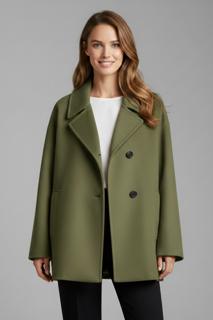 Elarose | Women’s Oversized Woven Coat – Classic Button Front