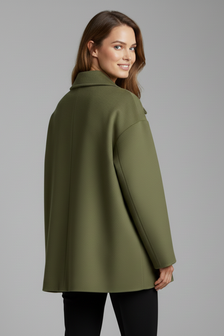 Elarose | Women’s Oversized Woven Coat – Classic Button Front