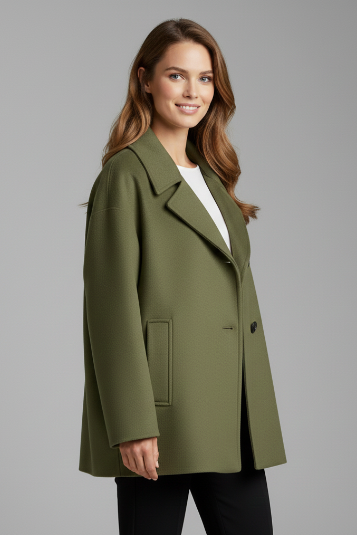 Elarose | Women’s Oversized Woven Coat – Classic Button Front