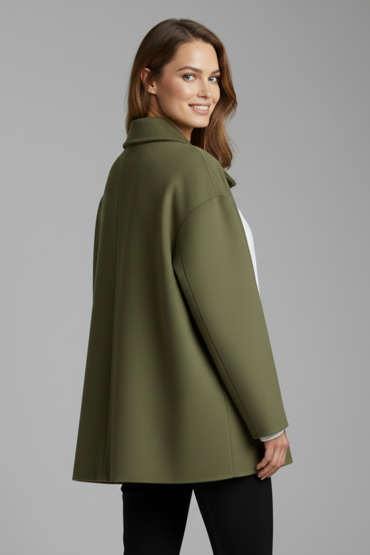 Elarose | Women’s Oversized Woven Coat – Classic Button Front