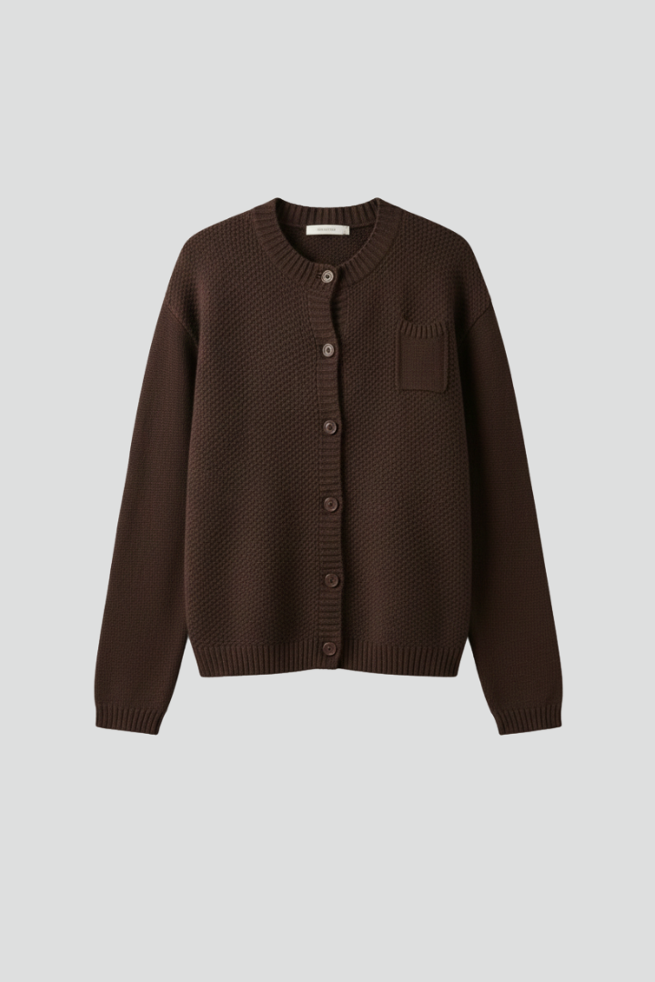 Elenora | Women’s Knit Cardigan, Round Neck Button Front, Long Sleeve