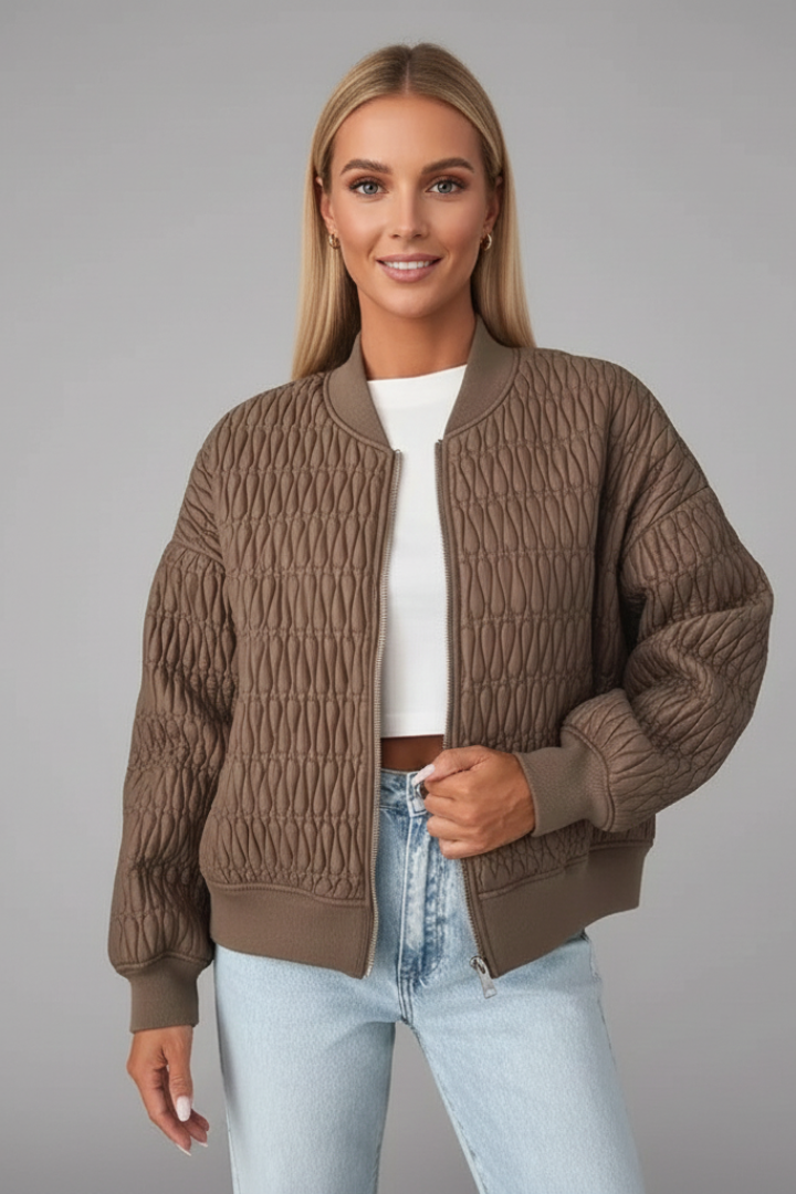 Elinor | Women's Casual Quilted Jacket – Zip-Up Bomber Coat