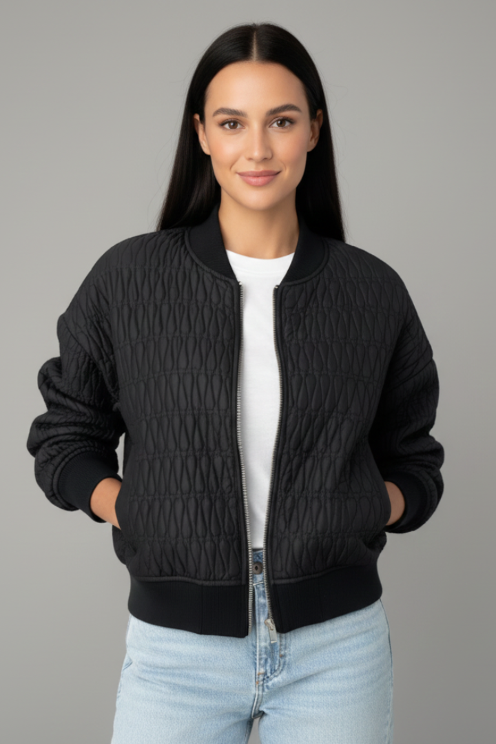 Elinor | Women's Casual Quilted Jacket – Zip-Up Bomber Coat