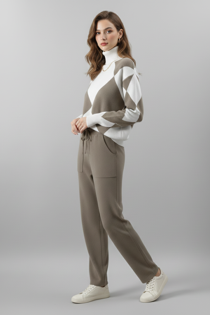 Ellis | Women's 2-Piece Knit Set – Long Sleeve Sweater & Straight-Leg Pants