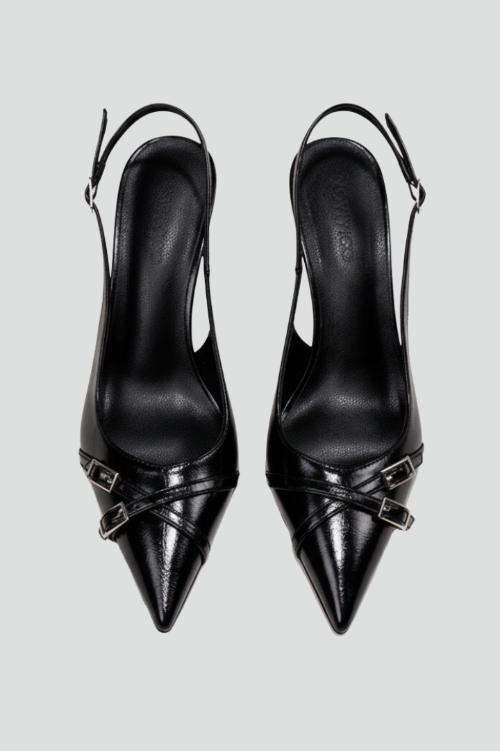 EloraHeels | Women’s Slingback Heels – Pointed Toe Mid Heel Pumps, Elegant Dress Shoes