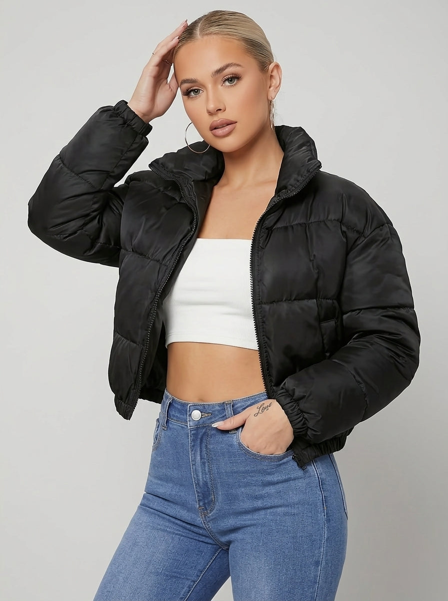 Elsinora | Women's Y2K Cropped Jacket, Slim-Fit Long Sleeve Zip-Up Top