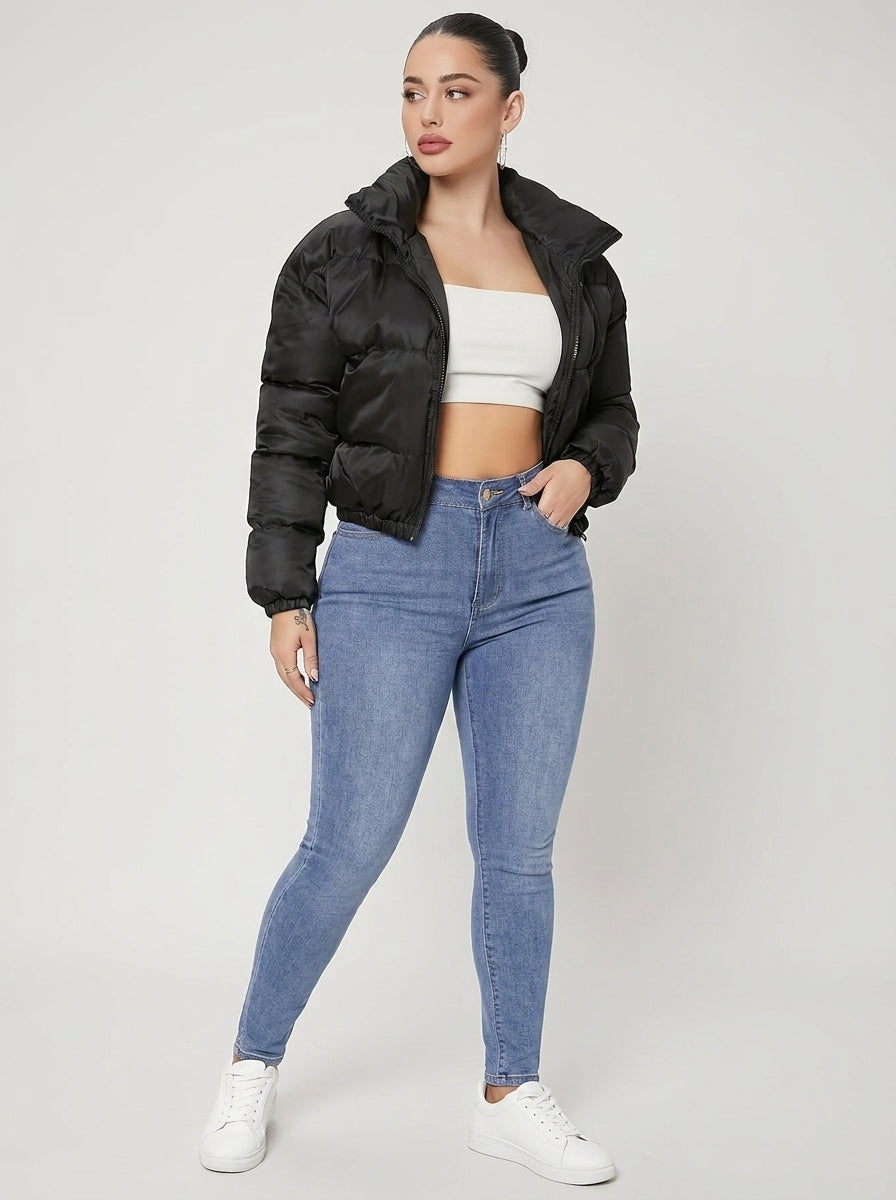 Elsinora | Women's Y2K Cropped Jacket, Slim-Fit Long Sleeve Zip-Up Top