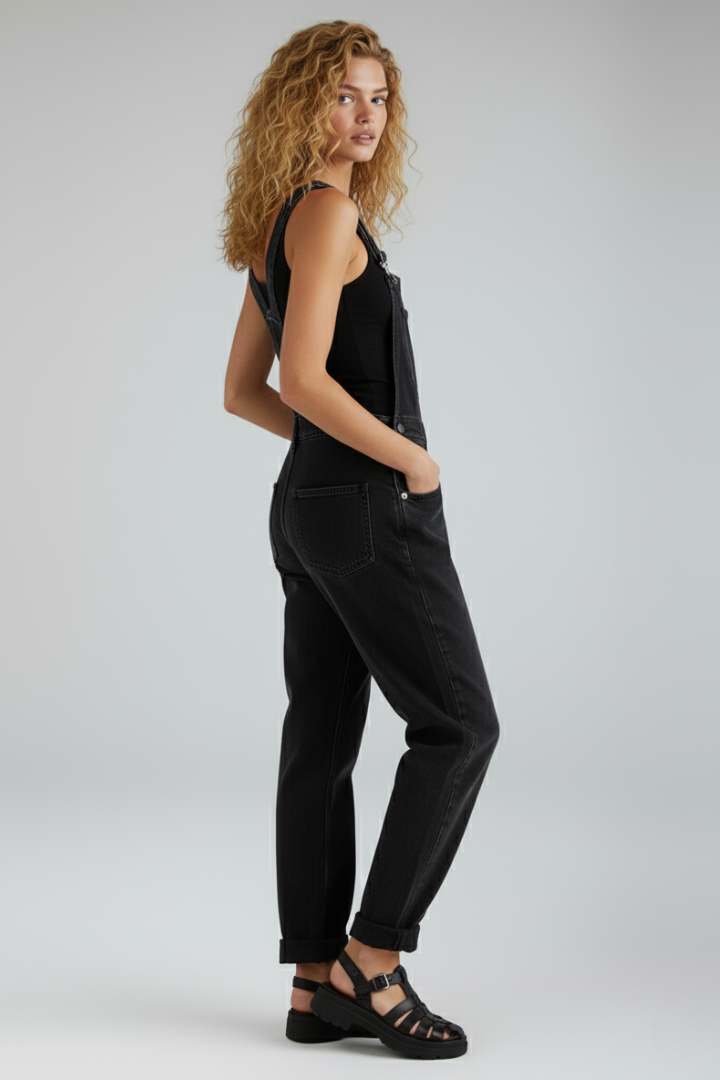 Elya | Women’s Loose Fit Denim Jumpsuit with Pockets & Straight Leg, Casual Denim Overall