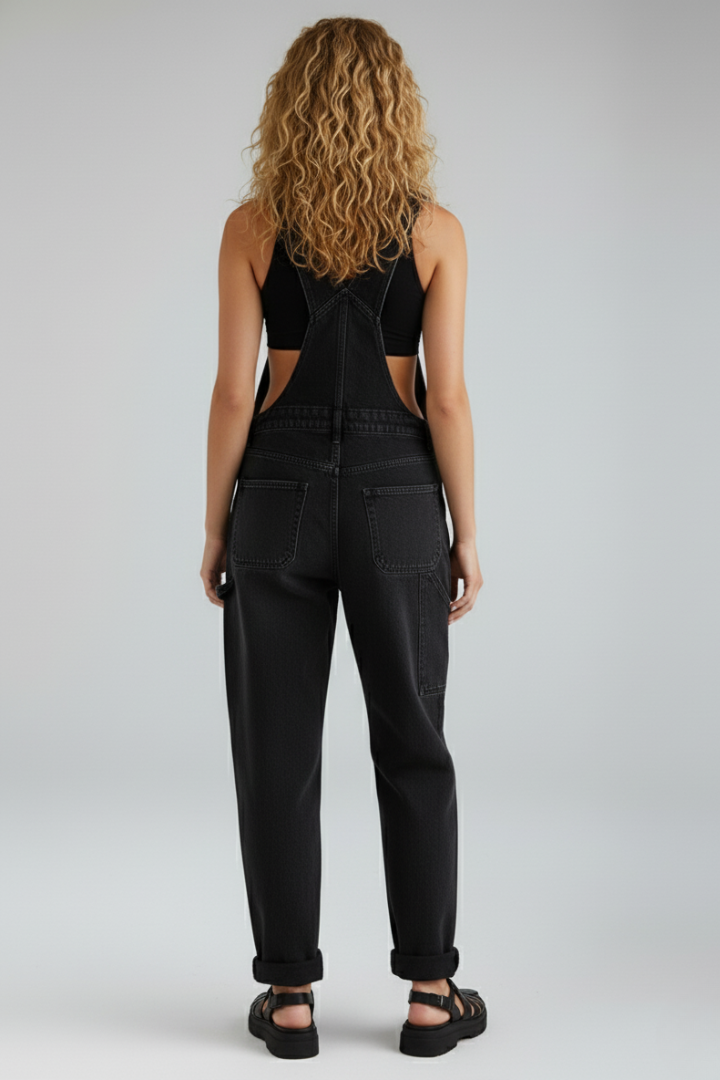 Elya | Women’s Loose Fit Denim Jumpsuit with Pockets & Straight Leg, Casual Denim Overall