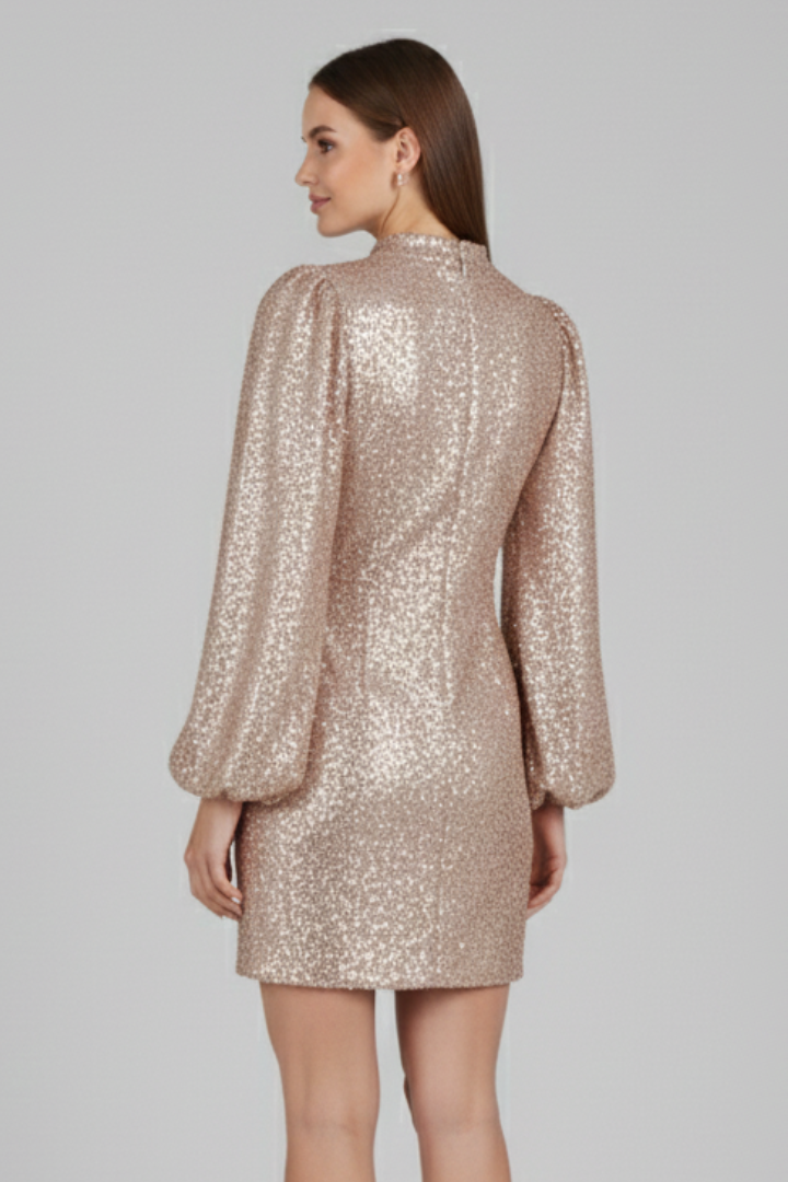 Elysia | Women’s Casual Mini Dress – Elegant Textured Dress with Long Sleeves