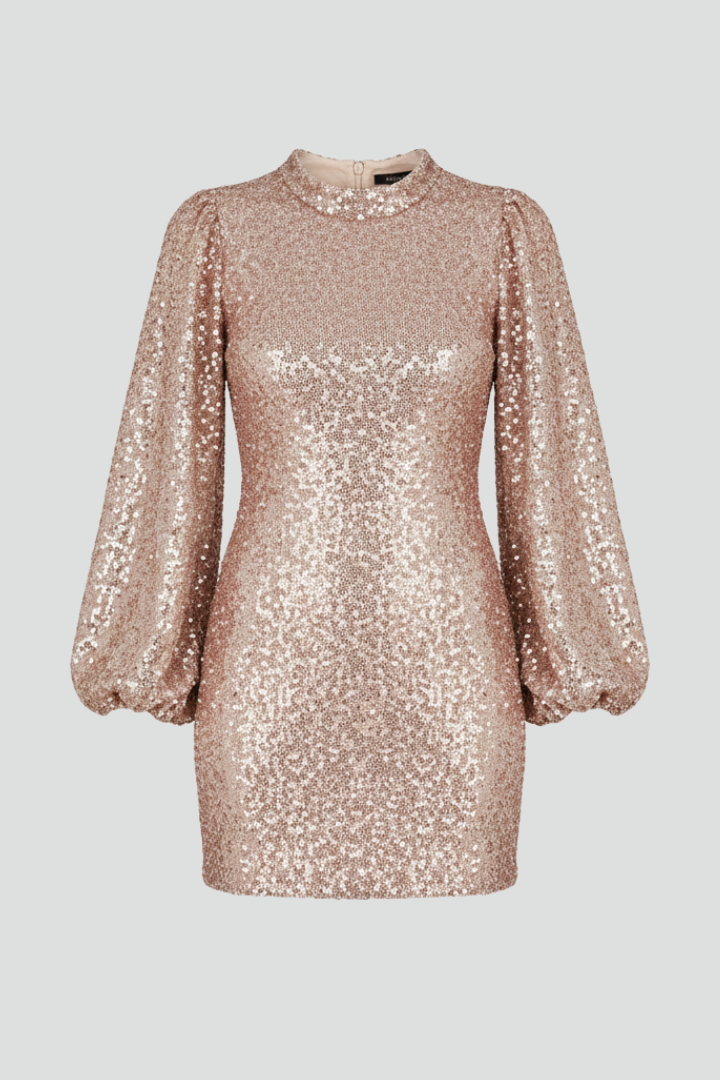 Elysia | Women’s Casual Mini Dress – Elegant Textured Dress with Long Sleeves