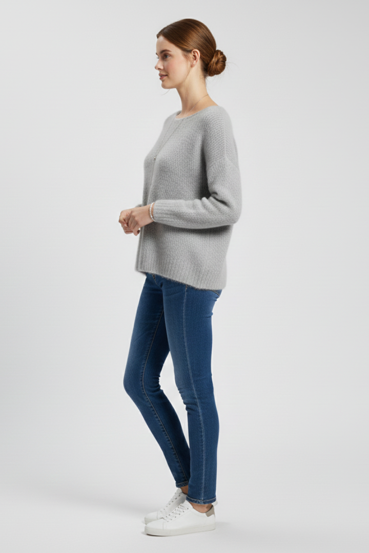 Emberly | Women's Brushed Knit Pullover – Wide Neck Casual Sweater
