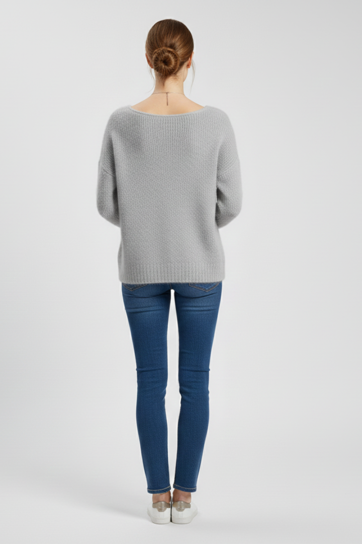 Emberly | Women's Brushed Knit Pullover – Wide Neck Casual Sweater