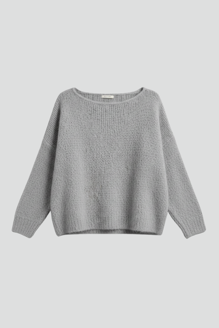 Emberly | Women's Brushed Knit Pullover – Wide Neck Casual Sweater