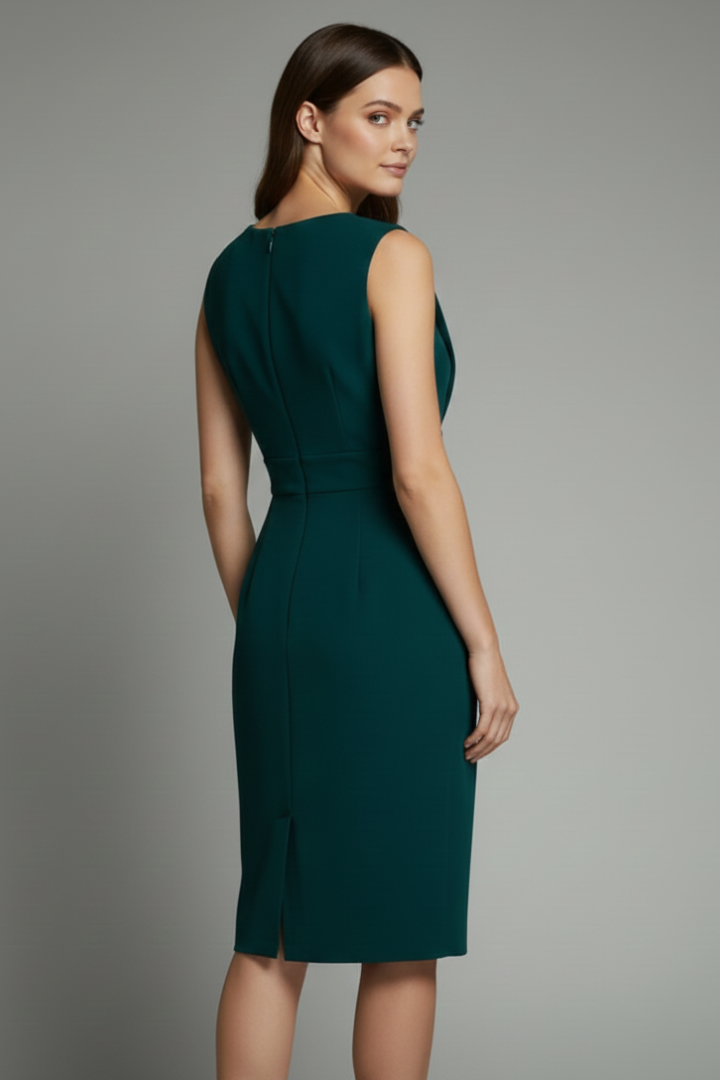 Emera | Women’s Elegant Dress – Sleeveless Wrap Front Dress with Fitted Waist & Side Slit