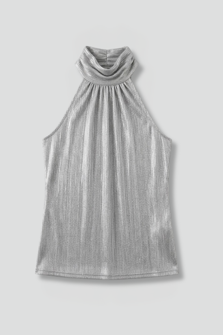 Emmalyn | Women's Sleeveless Halter Top – Round Neck Fitted Tank Blouse in Soft Polyester Blend