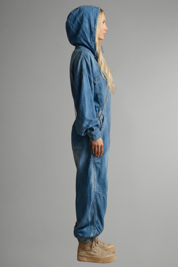 Emory | Women's Full-Length Hooded Jumpsuit with Pockets and Long Sleeves