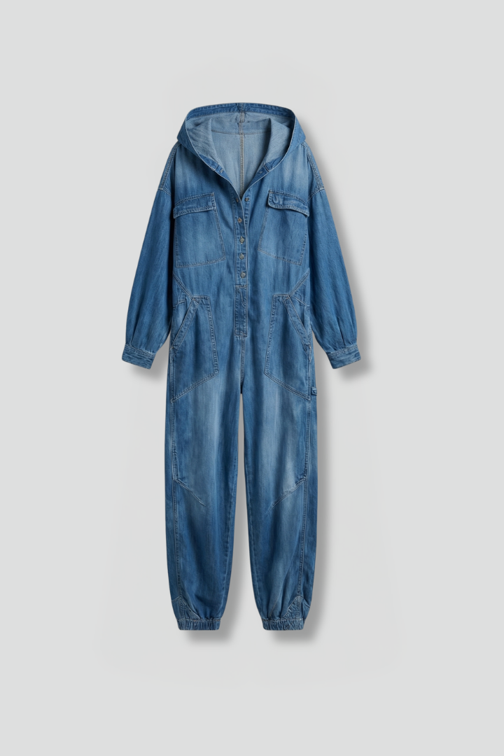 Emory | Women's Full-Length Hooded Jumpsuit with Pockets and Long Sleeves