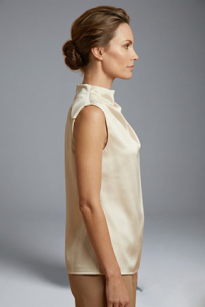 Evadne | Women’s Sleeveless Blouse – Lightweight Relaxed Fit Top with Round Neck