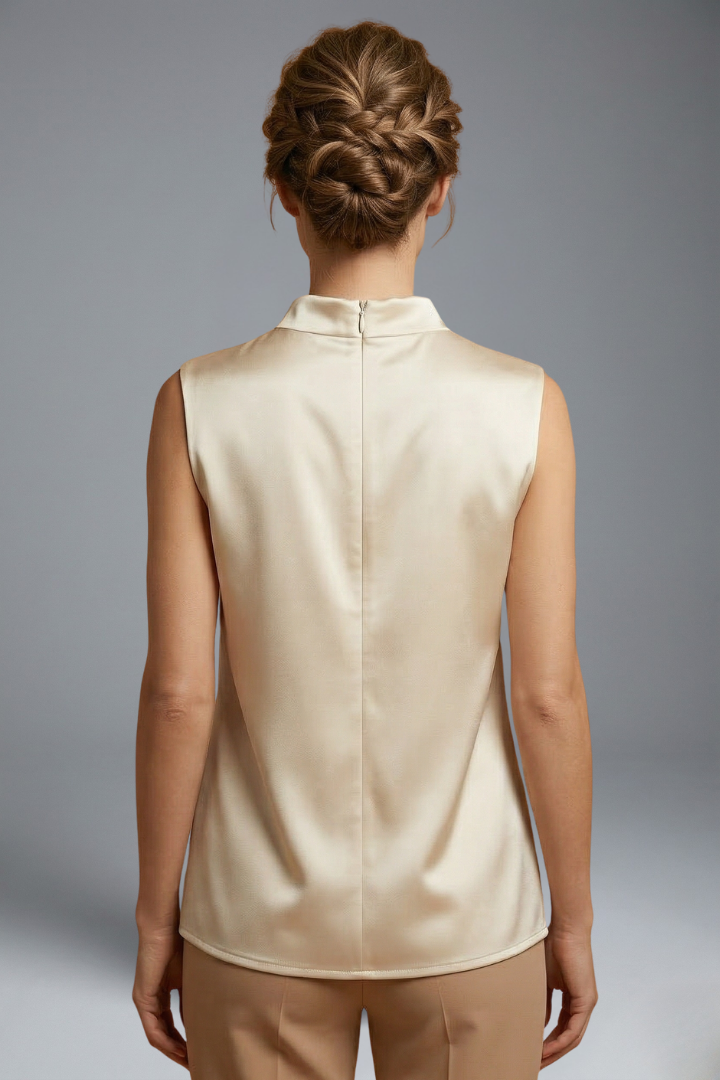 Evadne | Women’s Sleeveless Blouse – Lightweight Relaxed Fit Top with Round Neck